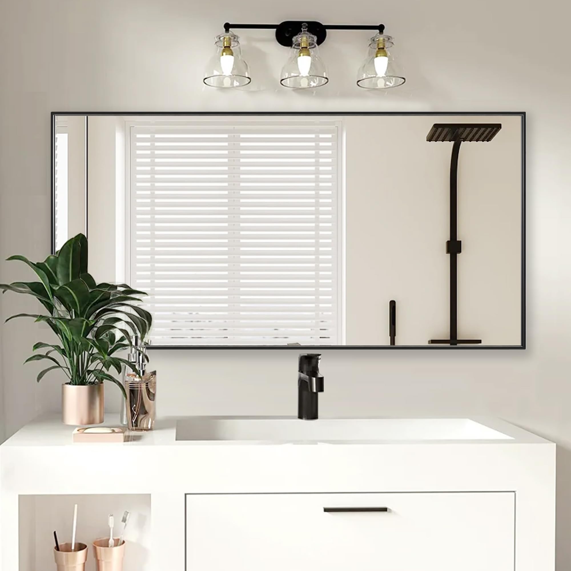 Amazon.com: Bonverre 20x40 Inch Black Bathroom Mirror for Wall